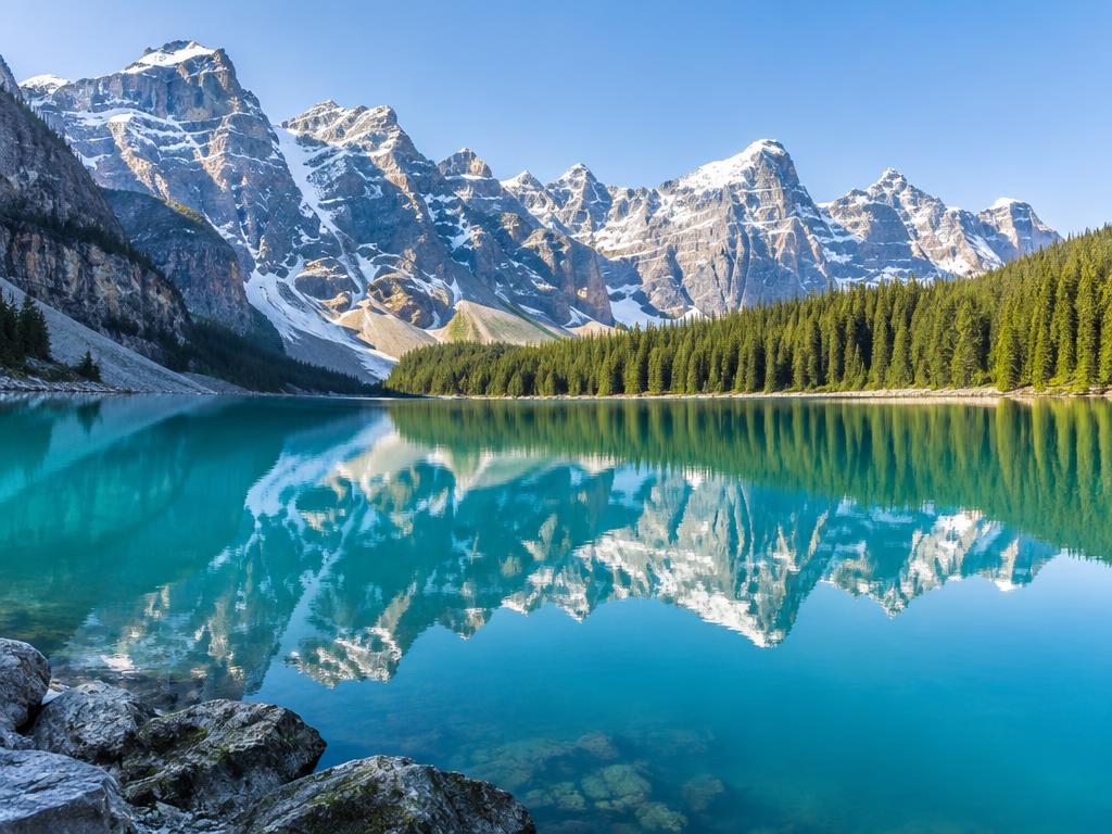 Representative photograph of a mountain lake surrounded by forest